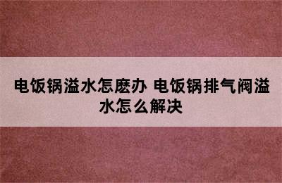 电饭锅溢水怎麽办 电饭锅排气阀溢水怎么解决